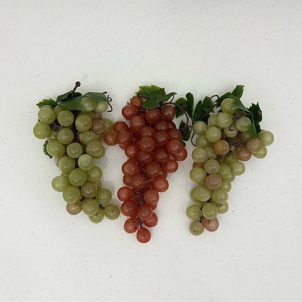 Artificial Grape Clusters Rubber/Plastic Fake Faux Decorative Fruit Red & Green